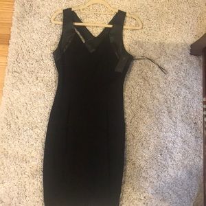 Guess black dress with faux leather lining on top